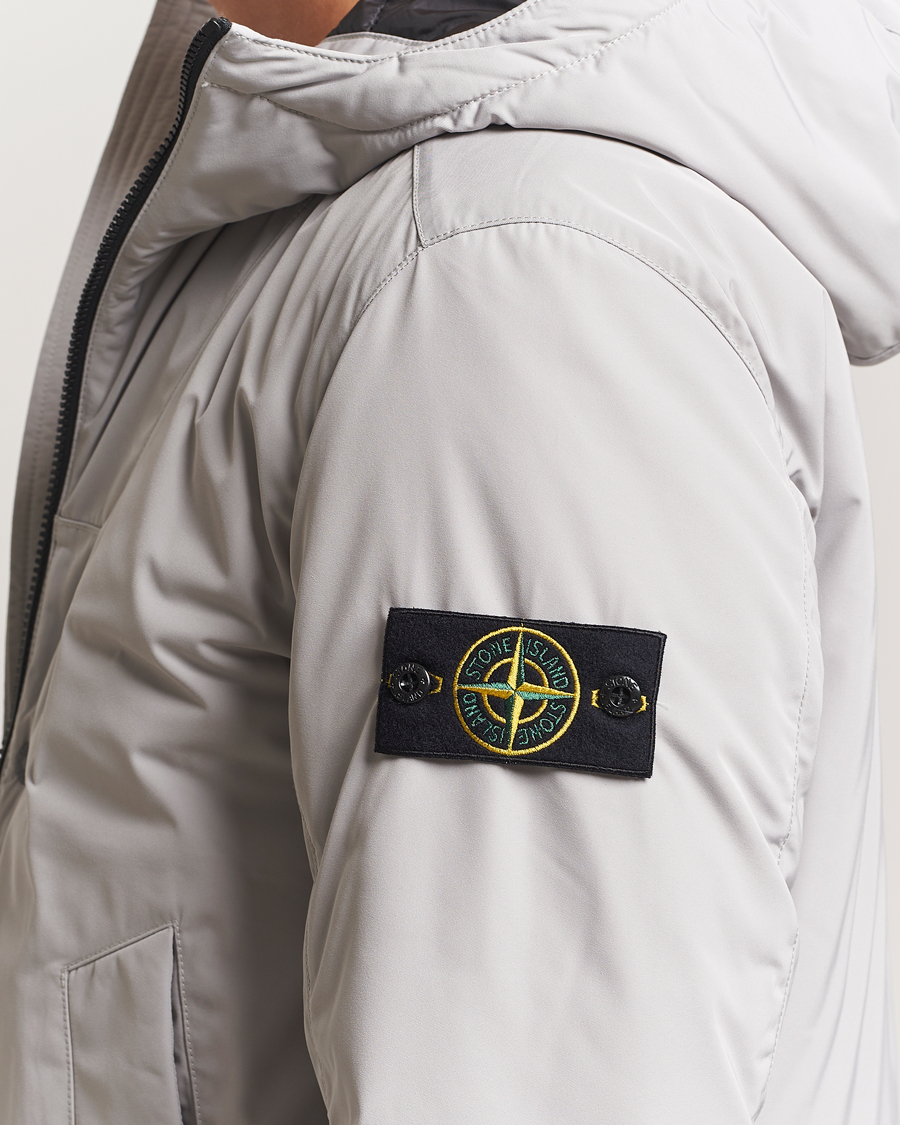 Herre | Jakker | Stone Island | Micro Twill Primaloft Padded Hood Jacket Pearl Grey