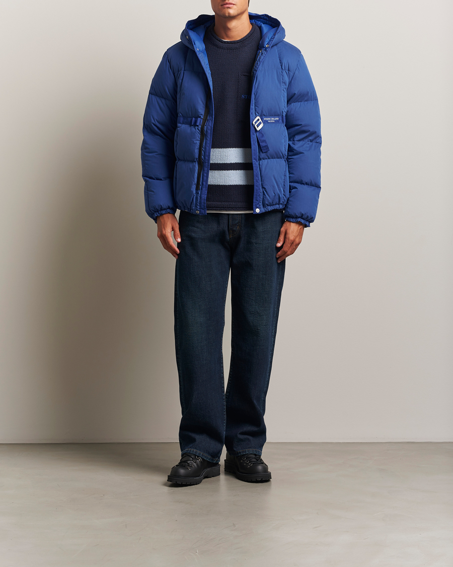 Herre | Jakker | Stone Island | Marina Cotton/Nylon Tela Down Jacket Bright Blue