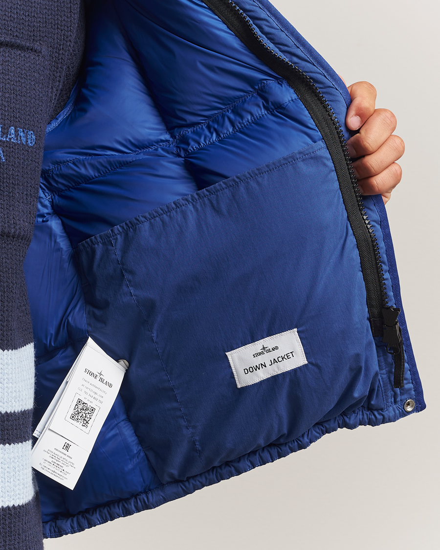 Herre | Jakker | Stone Island | Marina Cotton/Nylon Tela Down Jacket Bright Blue
