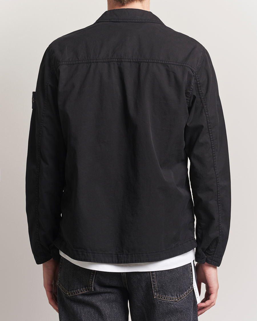 Herre | Skjorter | Stone Island | Garment Dyed Supima Cotton Zip Overshirt Black
