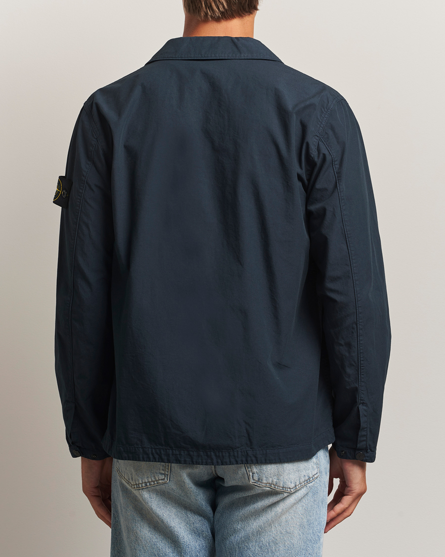 Herre | Skjorter | Stone Island | Garment Dyed Organic Cotton Zip Overshirt Navy