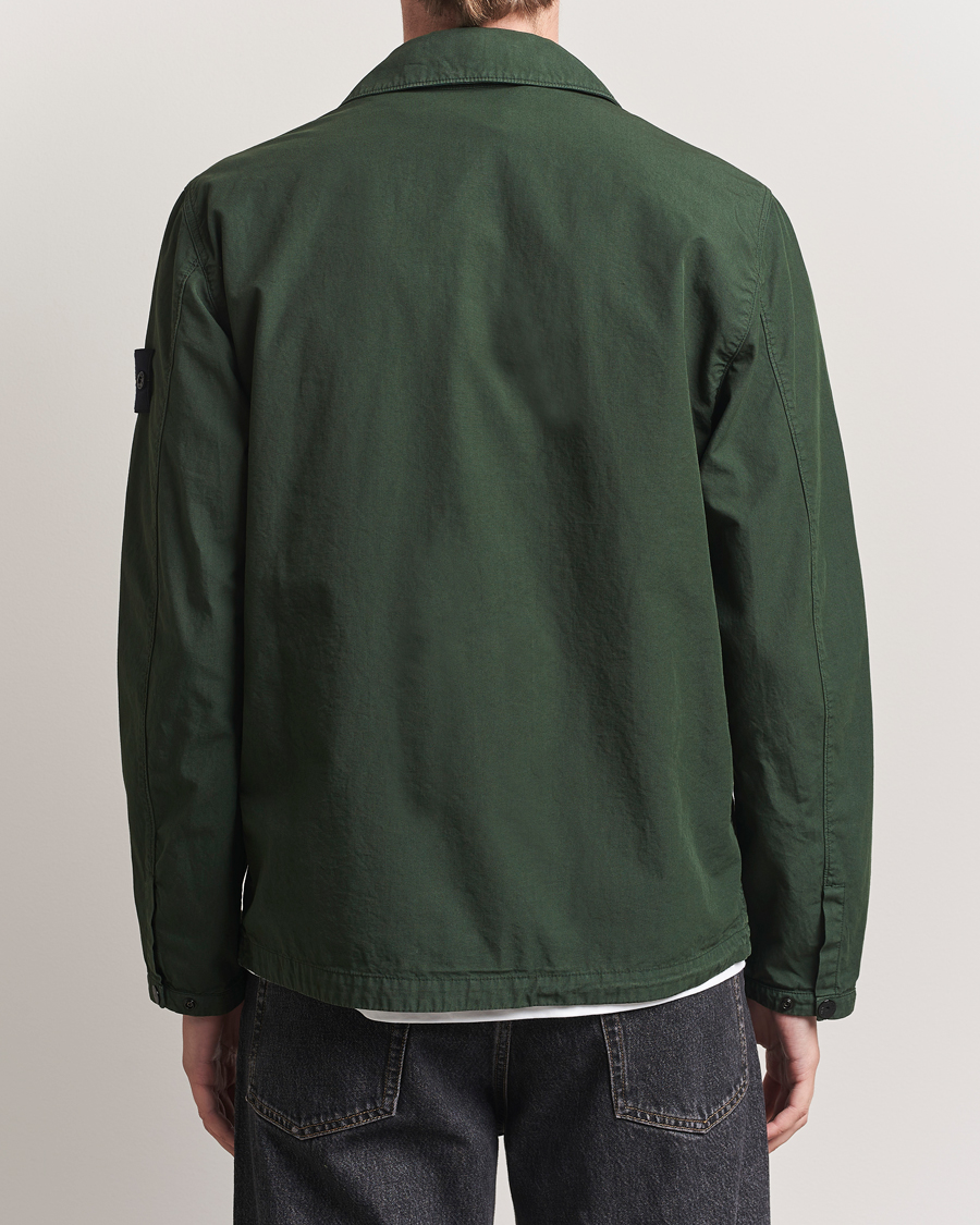 Herre | Skjorter | Stone Island | Garment Dyed Organic Cotton Zip Overshirt Green