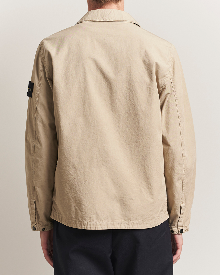 Herre | Skjorter | Stone Island | Garment Dyed Organic Cotton Zip Overshirt Beige