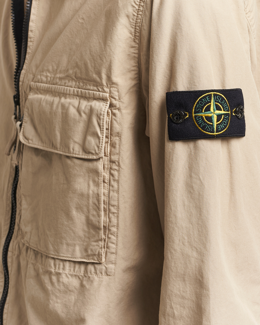 Herre | Skjorter | Stone Island | Garment Dyed Organic Cotton Zip Overshirt Beige