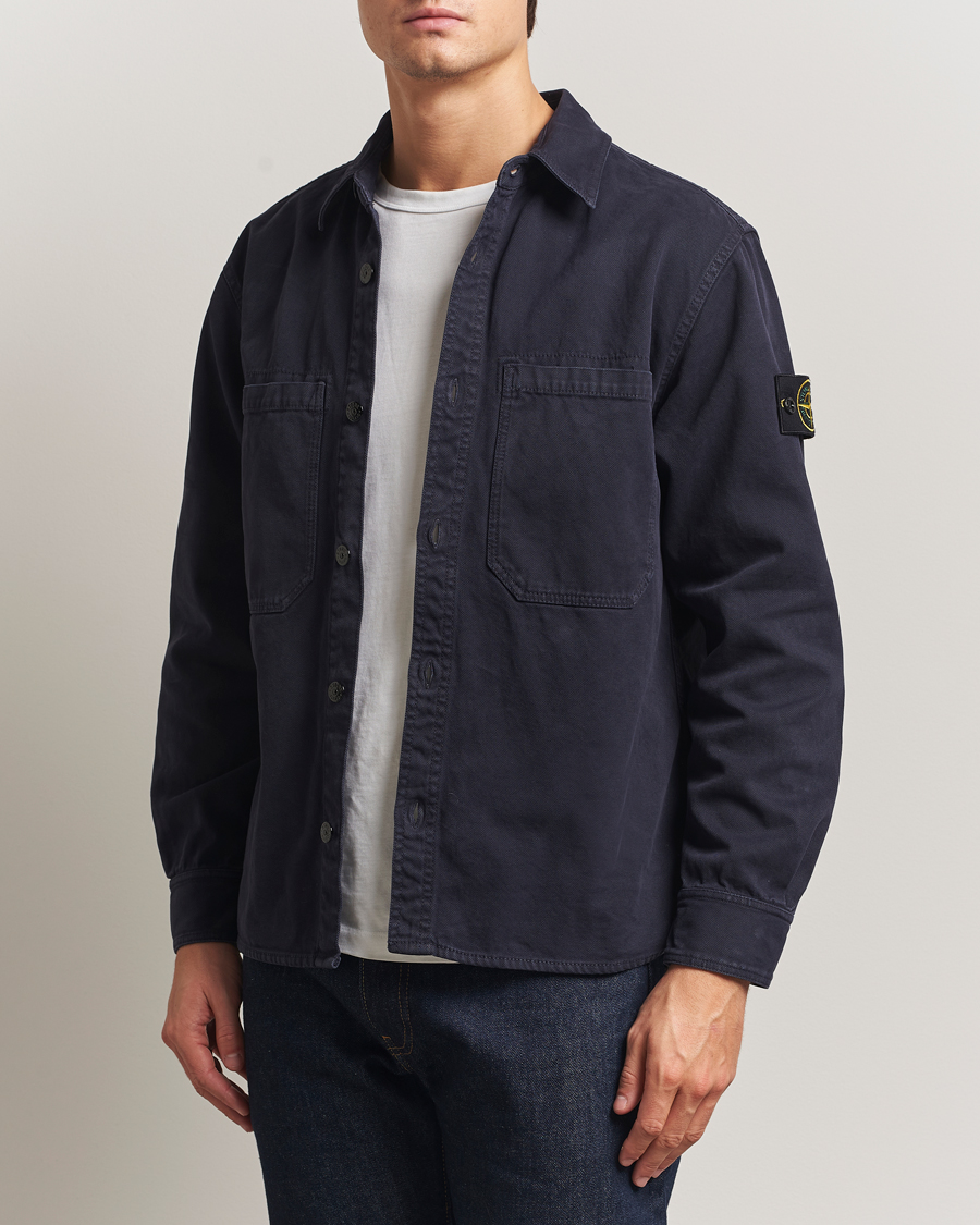 Herre | Skjorter | Stone Island | Organic Panama Cotton Overshirt Ink