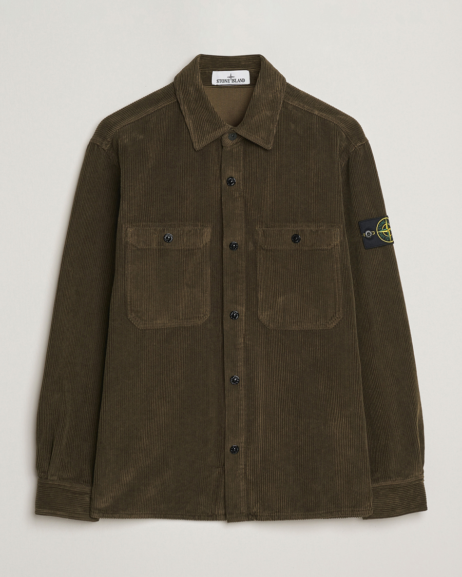 Herre | Skjorter | Stone Island | Organic Cotton Cord Overshirt Military Green