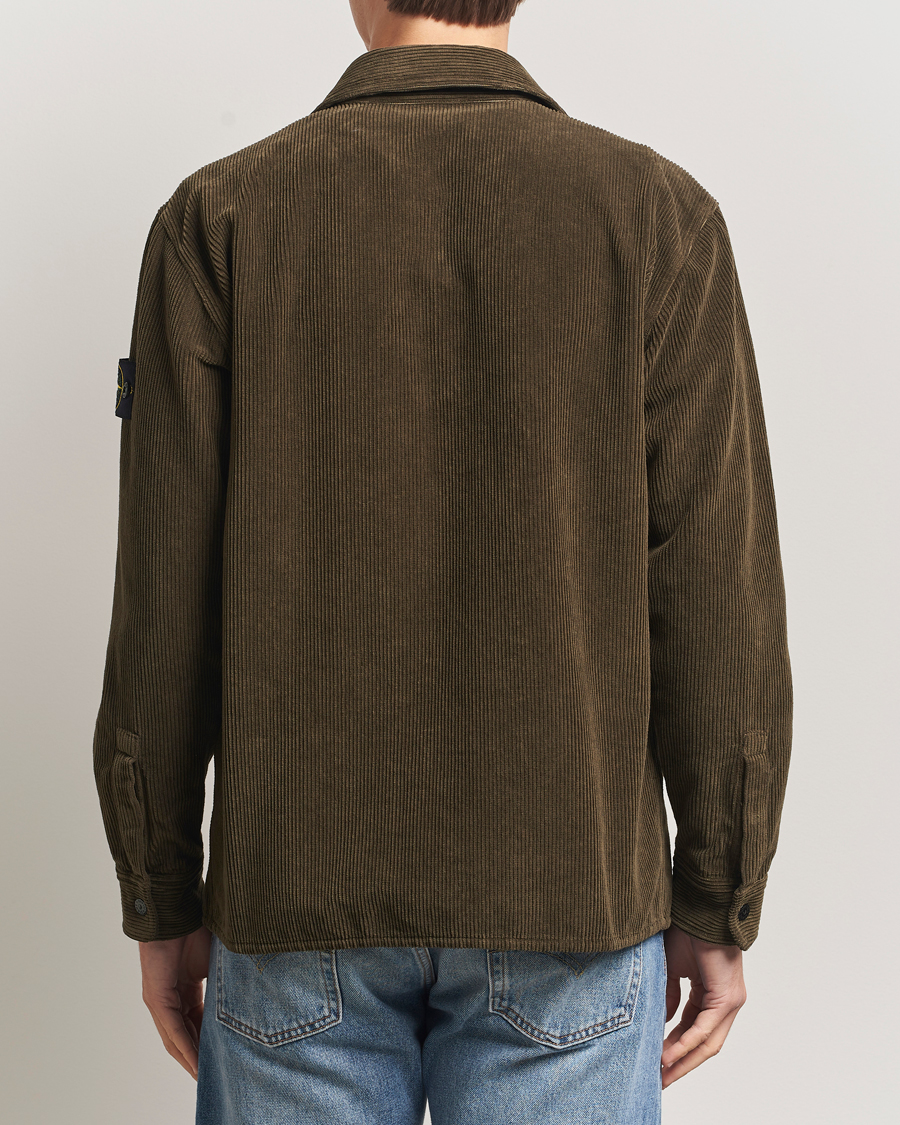 Herre | Skjorter | Stone Island | Organic Cotton Cord Overshirt Military Green