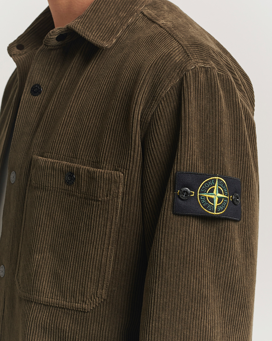 Herre | Skjorter | Stone Island | Organic Cotton Cord Overshirt Military Green