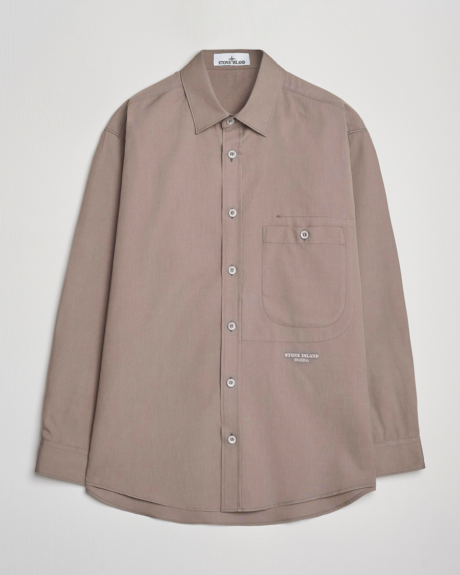 Herre | Skjorter | Stone Island | Marina Organic Oxford Cotton Shirt Tobacco