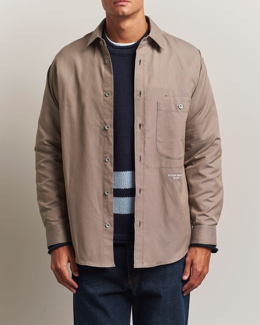 Herre | Skjorter | Stone Island | Marina Organic Oxford Cotton Shirt Tobacco