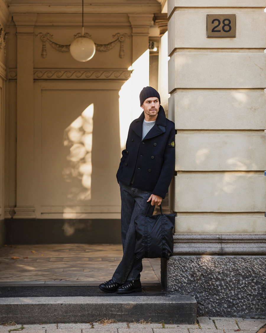 Herre | Jakker | Stone Island | Double Breasted Felted Wool Peacoat Navy