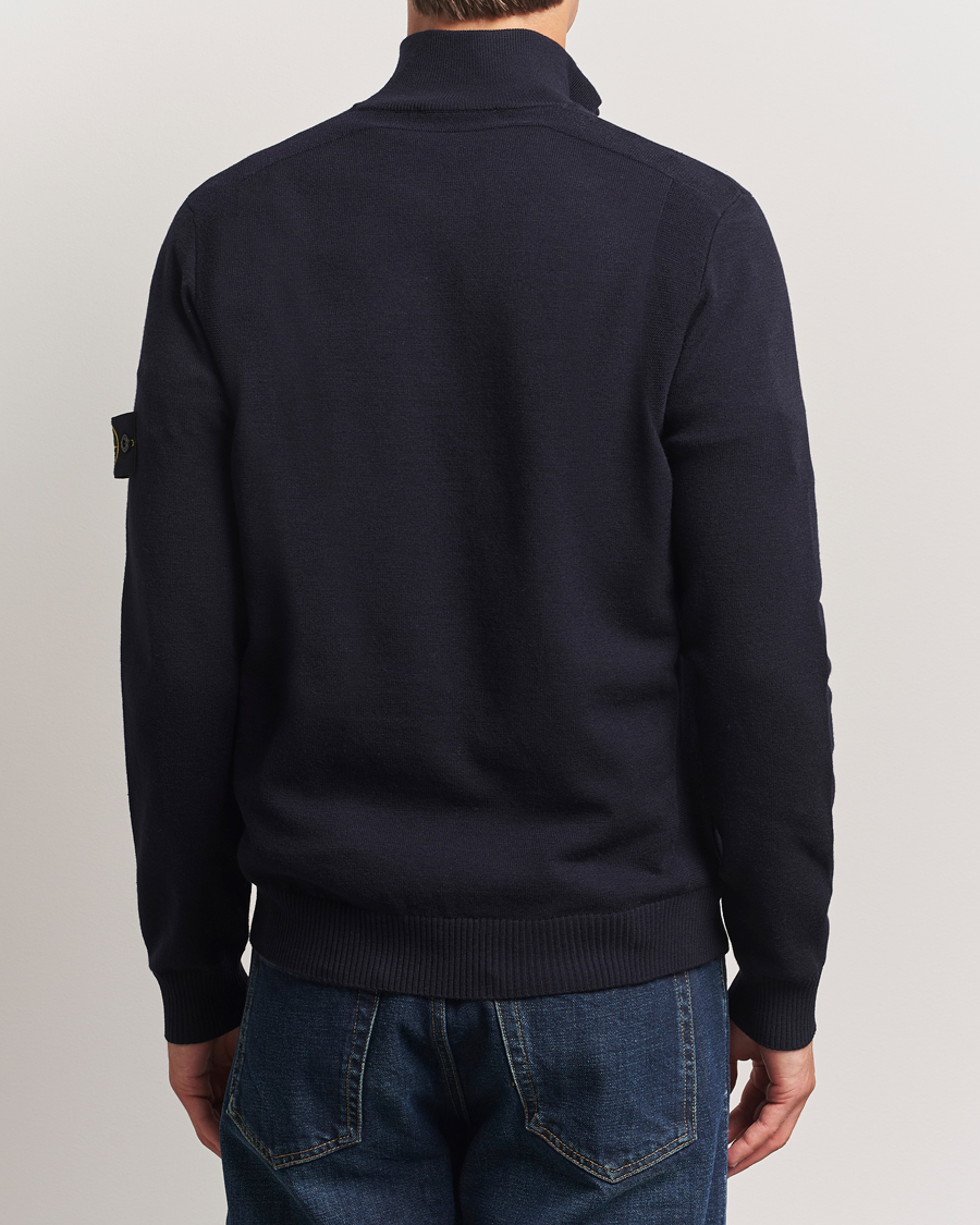 Herre | Trøjer | Stone Island | Stretch Wool Knitted Half Button Jumper Navy