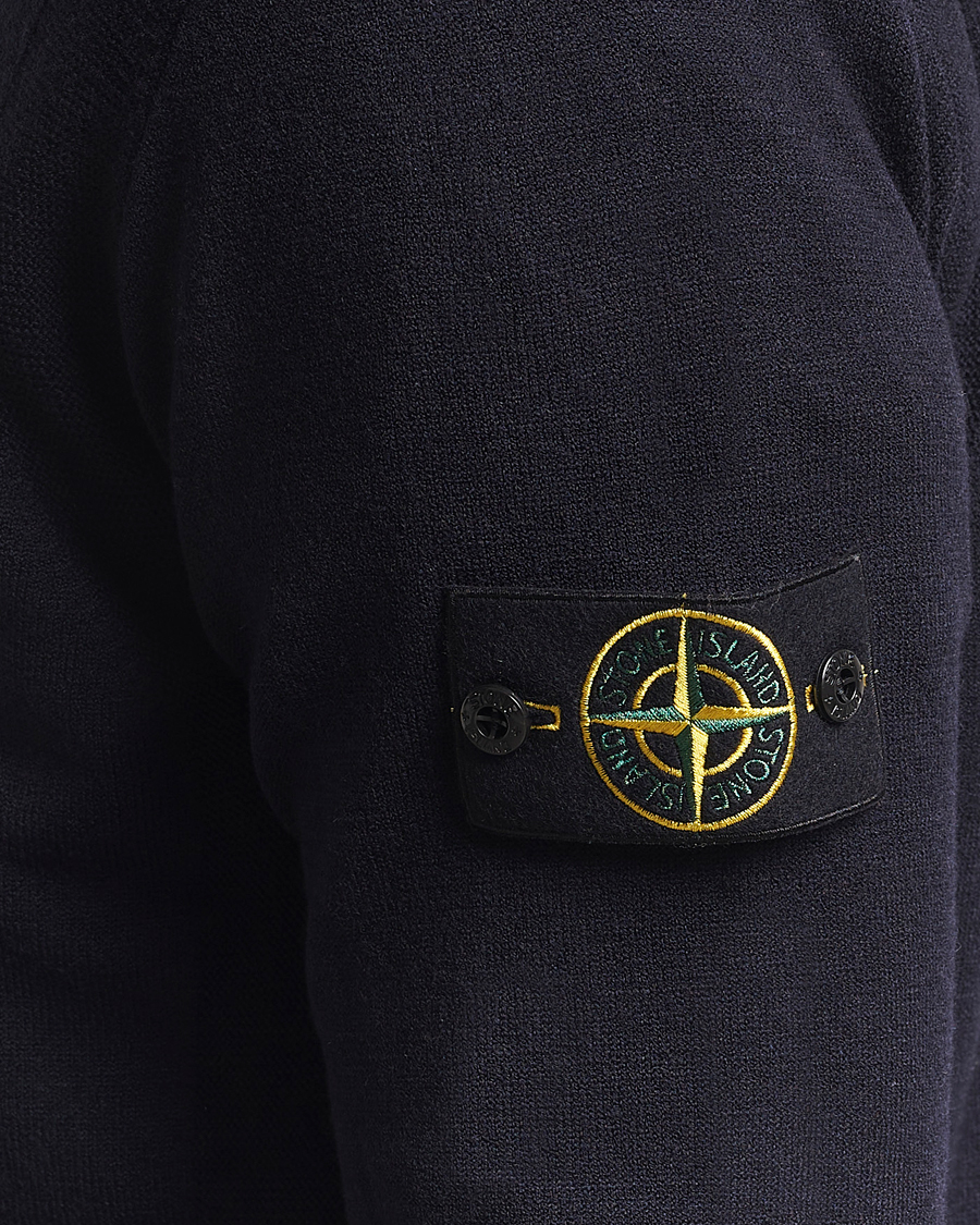 Herre | Trøjer | Stone Island | Stretch Wool Knitted Half Button Jumper Navy