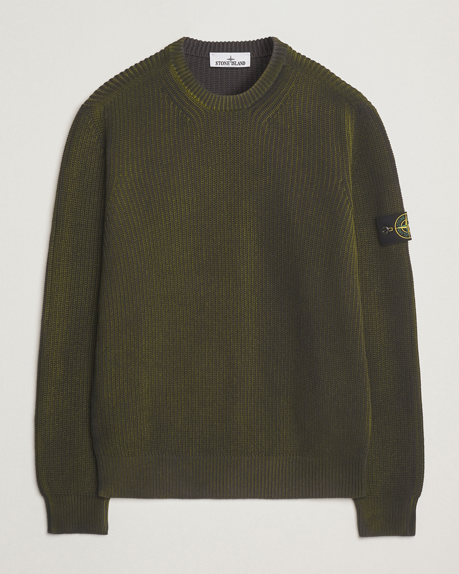 Herre | Trøjer | Stone Island | Popcorn Stitch Spray Coloured Cotton Crewneck Green
