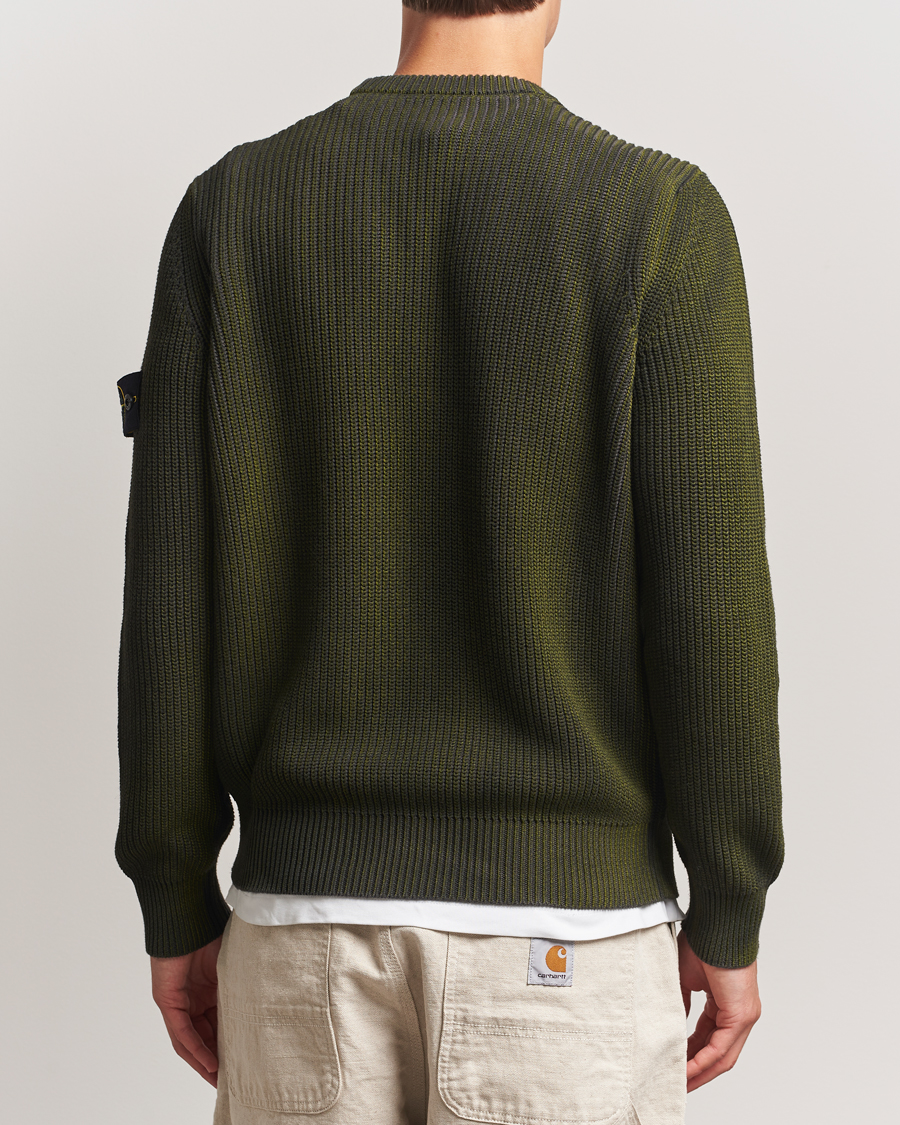 Herre | Trøjer | Stone Island | Popcorn Stitch Spray Coloured Cotton Crewneck Green