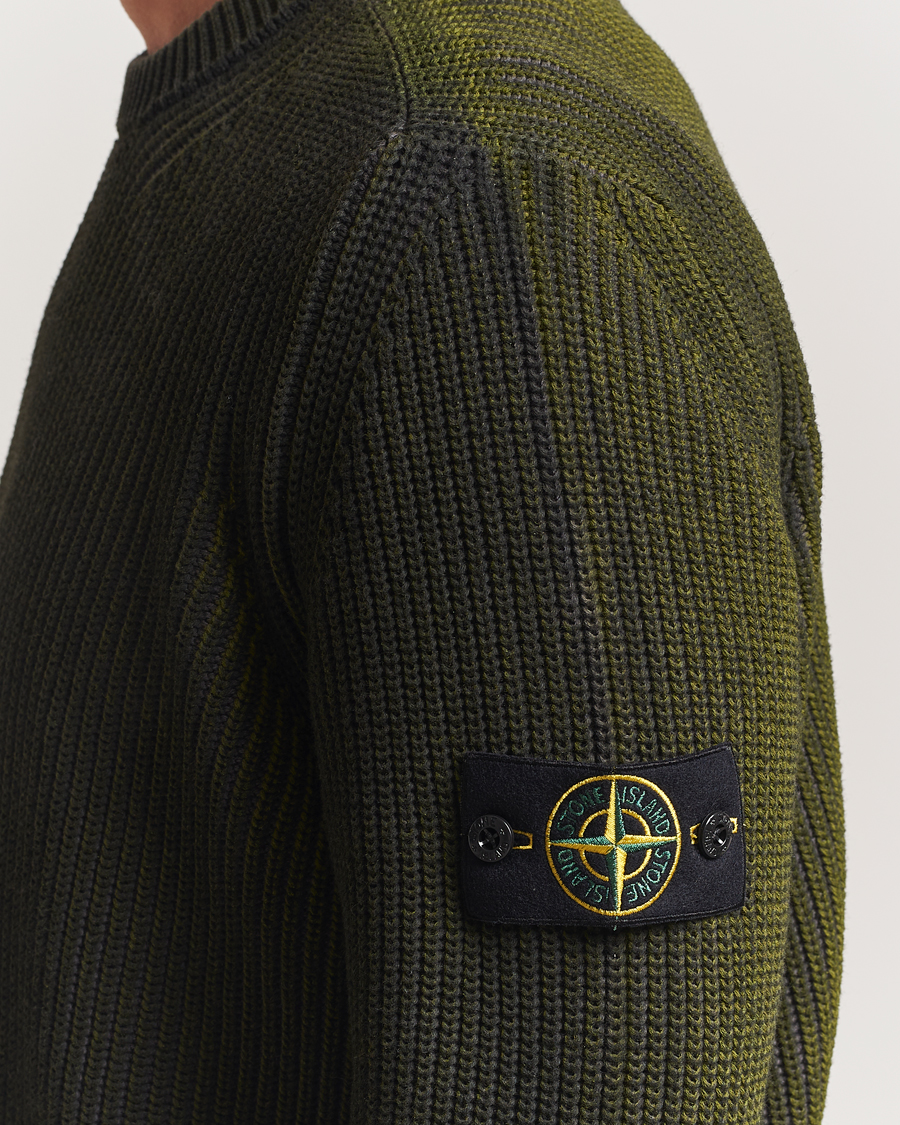Herre | Trøjer | Stone Island | Popcorn Stitch Spray Coloured Cotton Crewneck Green