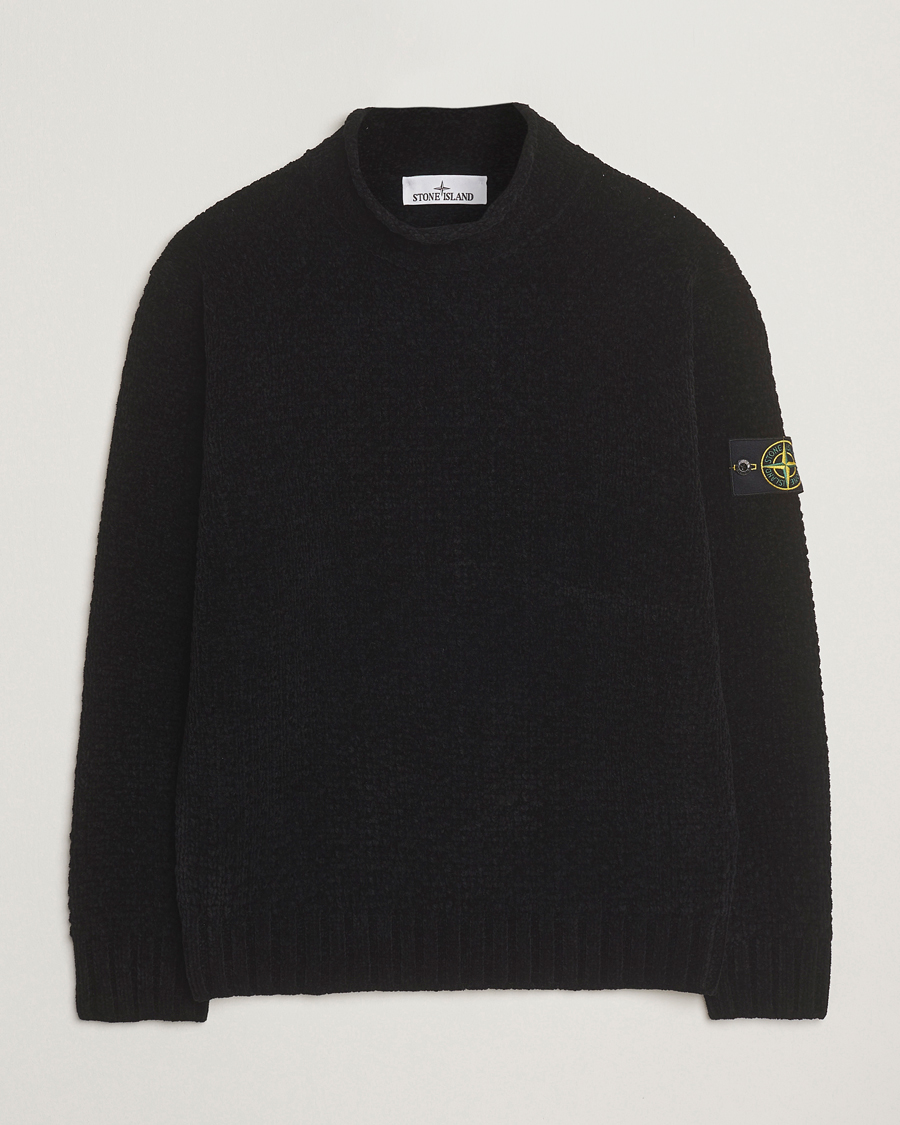 Herre | Trøjer | Stone Island | Cotton Chenille Knitted Mock Neck Black
