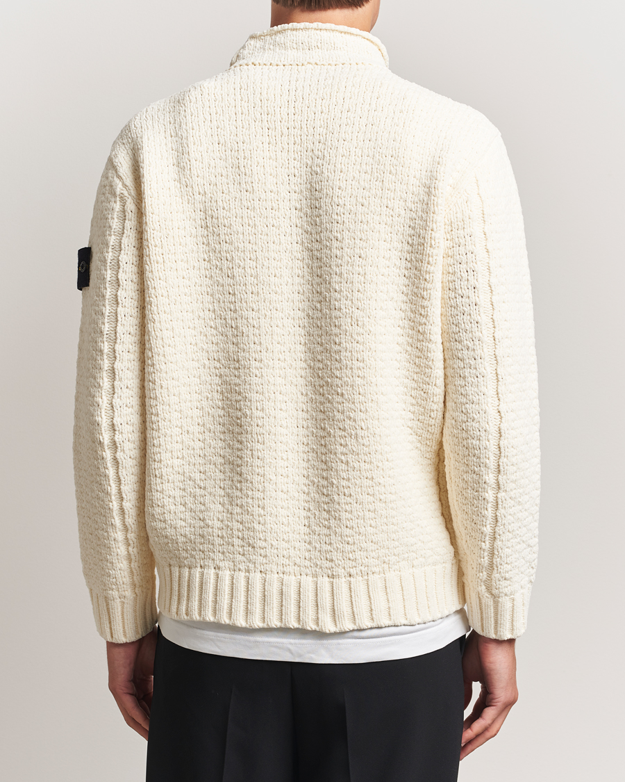 Herre | Trøjer | Stone Island | Cotton Chenille Knitted Mock Neck Ivory