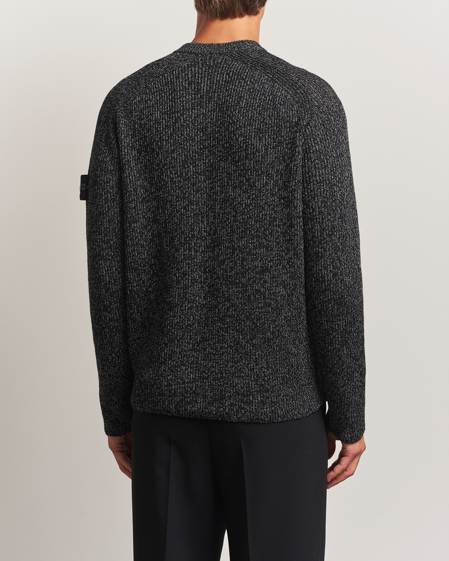 Herre | Trøjer | Stone Island | Reflective Cotton Knit Crew Neck Black Melange