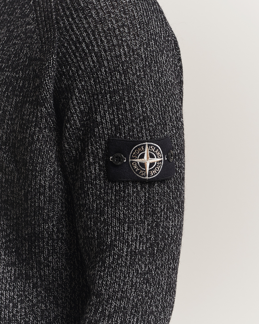 Herre | Trøjer | Stone Island | Reflective Cotton Knit Crew Neck Black Melange