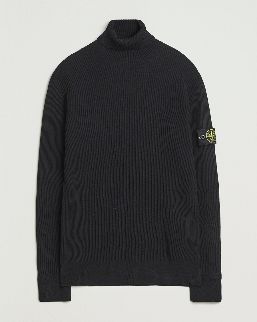 Herre | Trøjer | Stone Island | Full Rib Wool Turtleneck Black