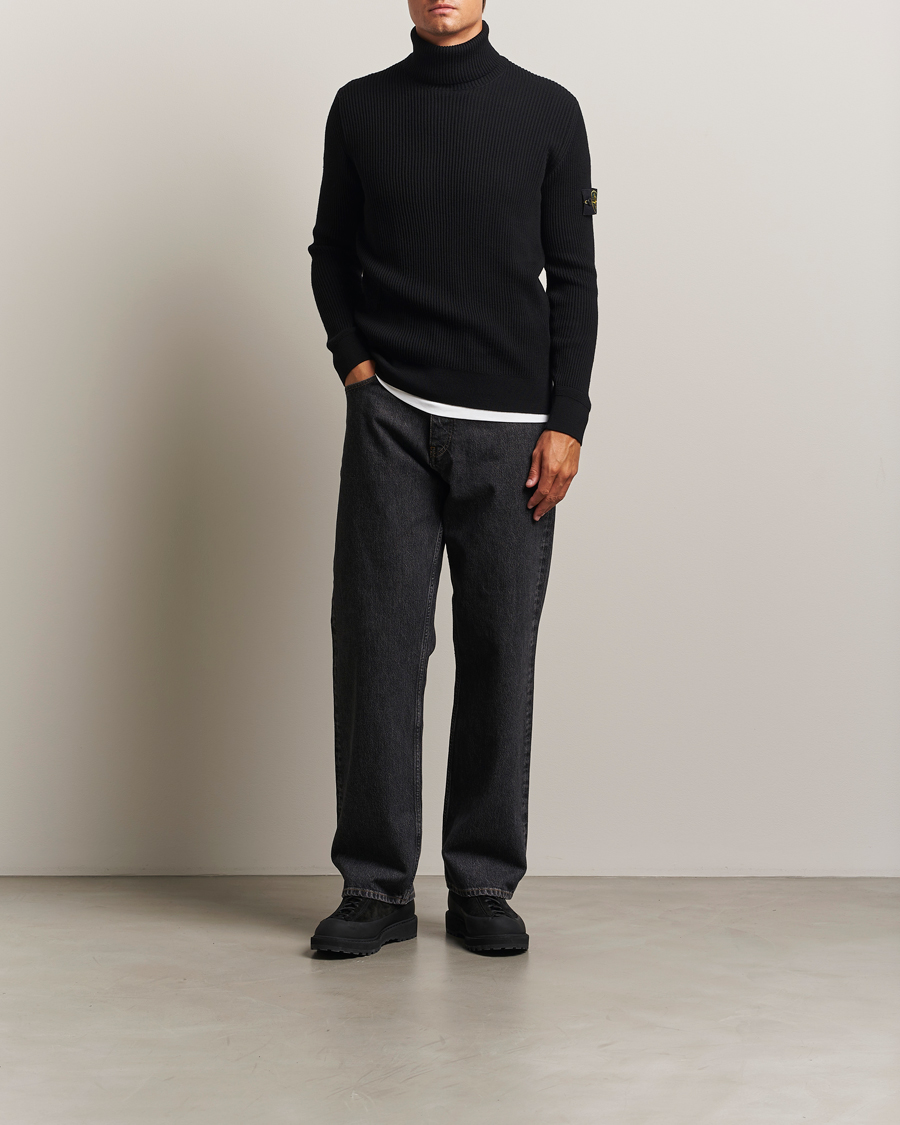 Herre | Trøjer | Stone Island | Full Rib Wool Turtleneck Black