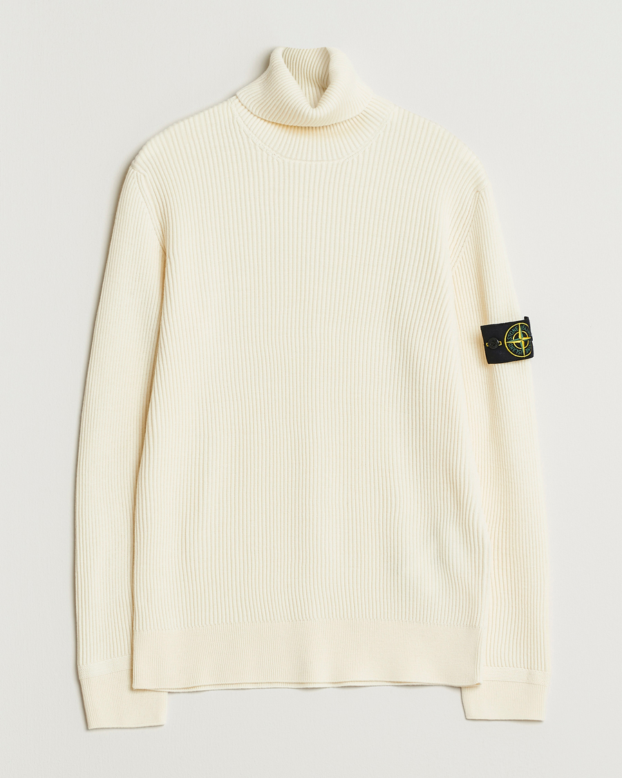 Herre | Trøjer | Stone Island | Full Rib Wool Turtleneck Ivory