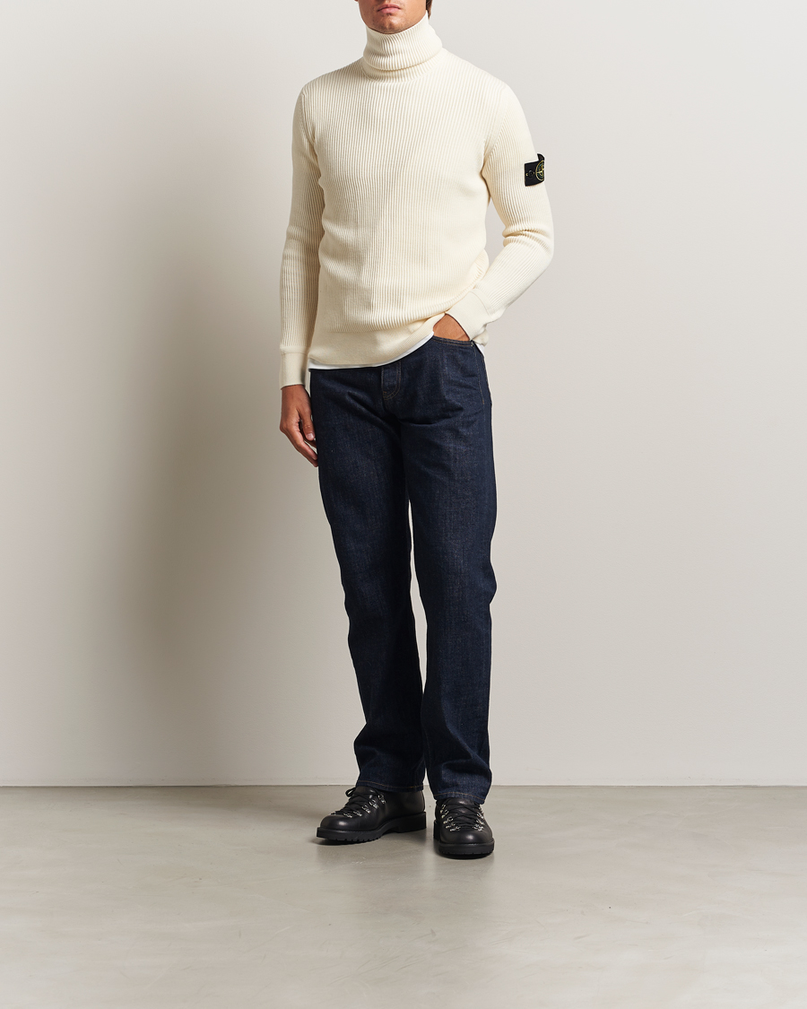 Herre | Trøjer | Stone Island | Full Rib Wool Turtleneck Ivory
