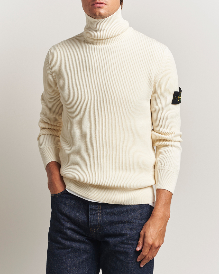 Herre | Trøjer | Stone Island | Full Rib Wool Turtleneck Ivory