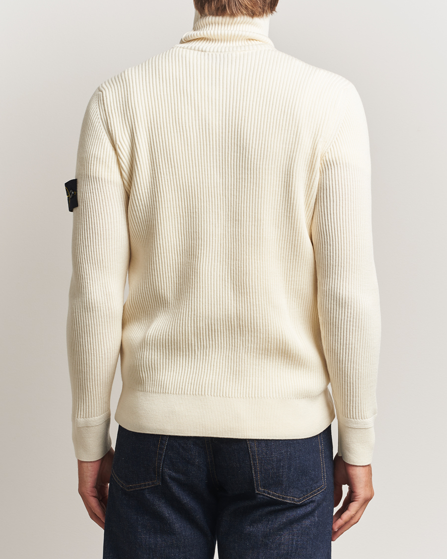 Herre | Trøjer | Stone Island | Full Rib Wool Turtleneck Ivory