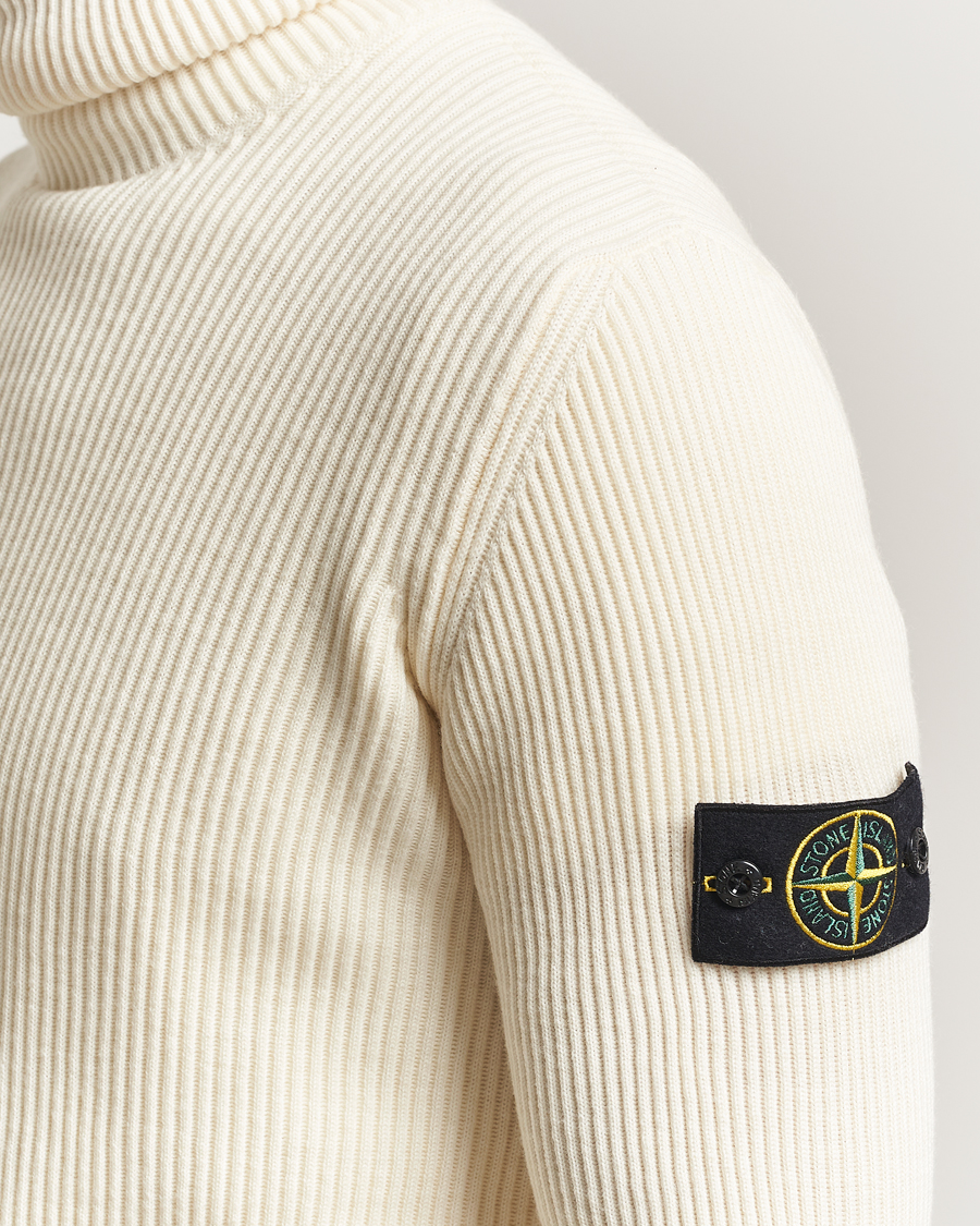 Herre | Trøjer | Stone Island | Full Rib Wool Turtleneck Ivory