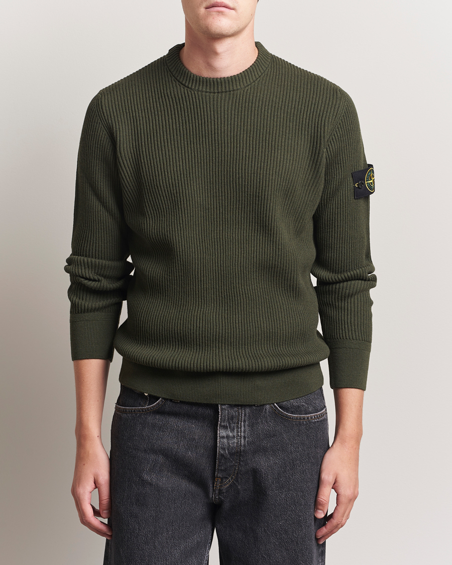 Herre | Trøjer | Stone Island | Full Rib Crewneck Military Green