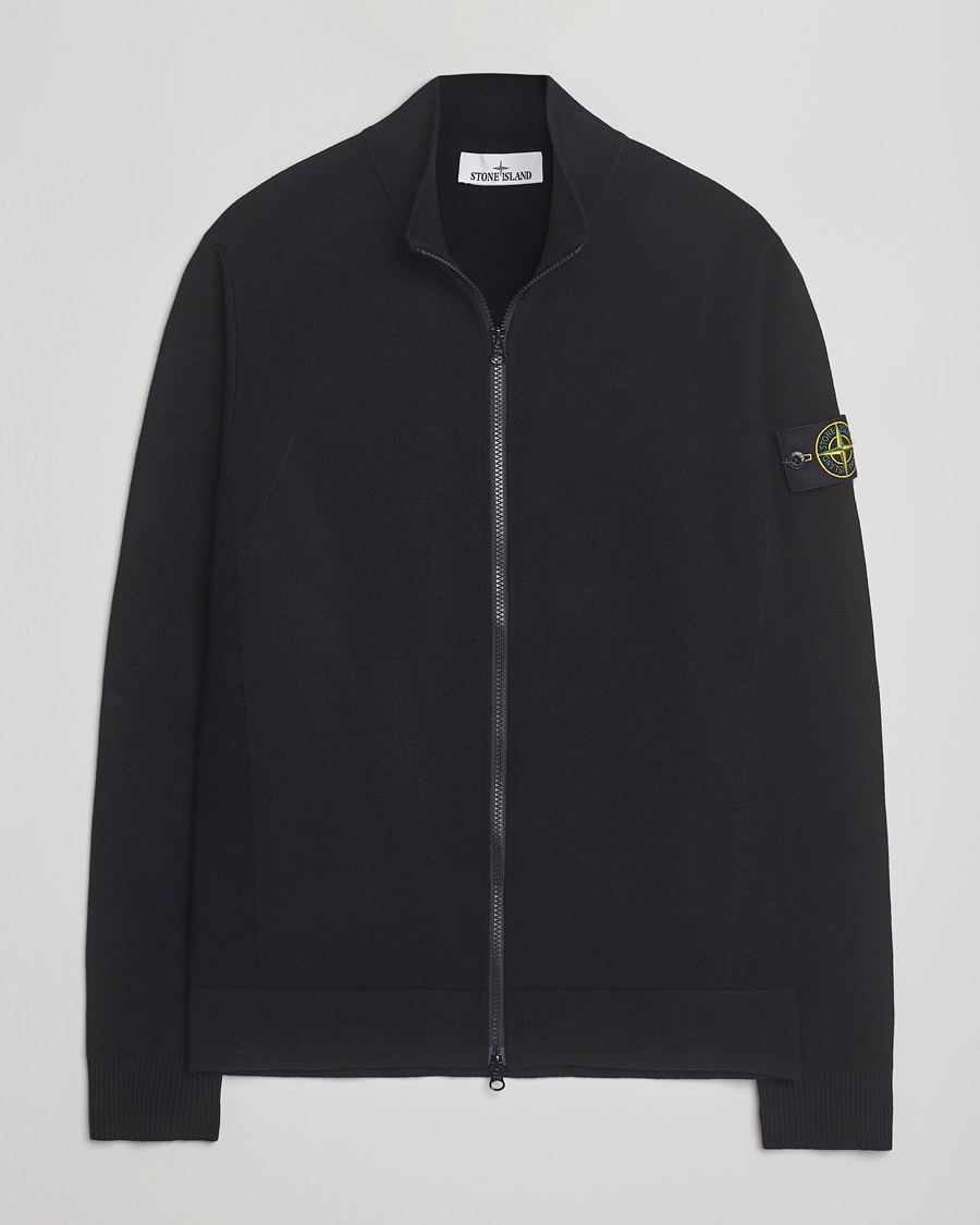 Herre | Trøjer | Stone Island | Stretch Wool Zip Cardigan Black
