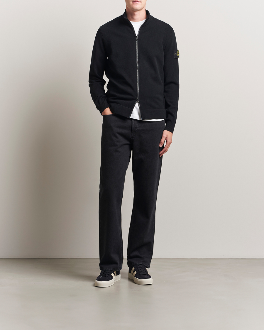 Herre | Trøjer | Stone Island | Stretch Wool Zip Cardigan Black