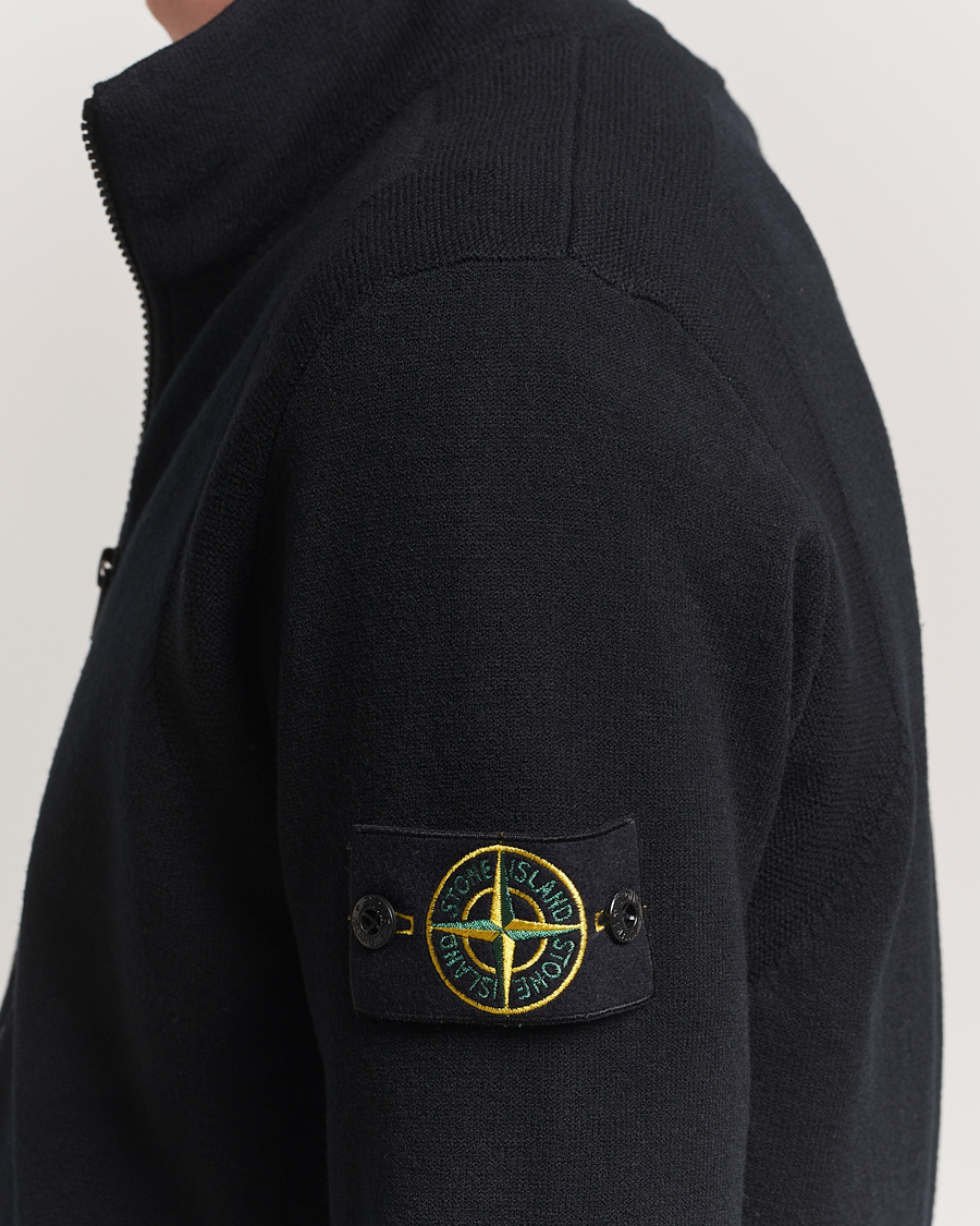 Herre | Trøjer | Stone Island | Stretch Wool Zip Cardigan Black