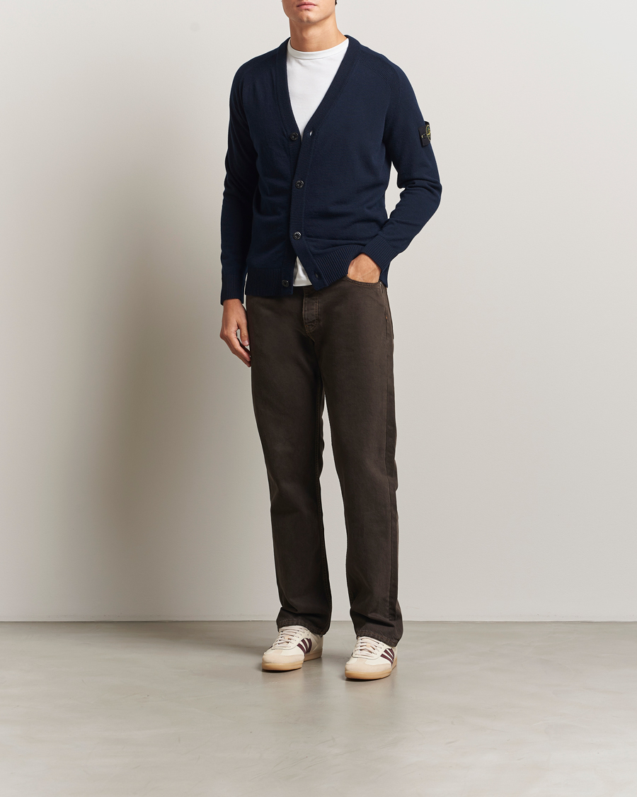 Herre | Trøjer | Stone Island | Knitted Geelong Wool Cardigan Navy