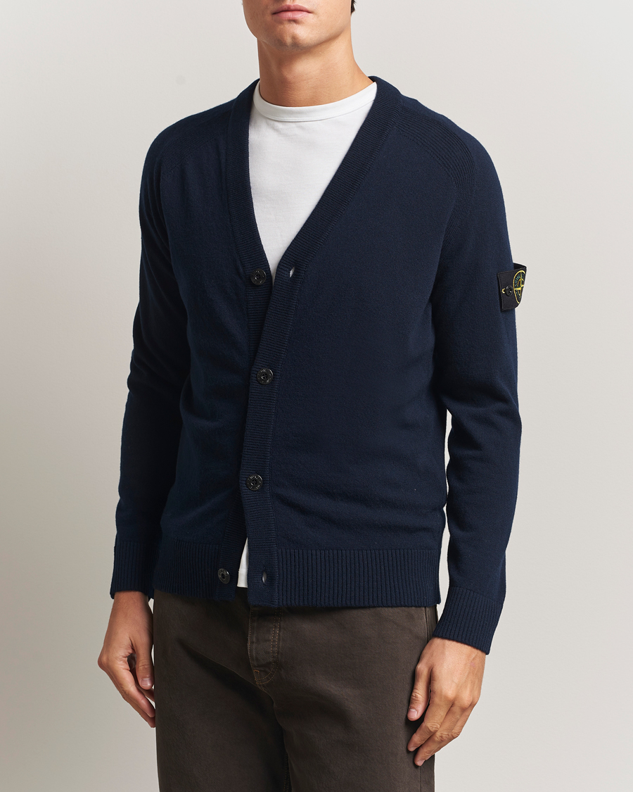 Herre | Trøjer | Stone Island | Knitted Geelong Wool Cardigan Navy