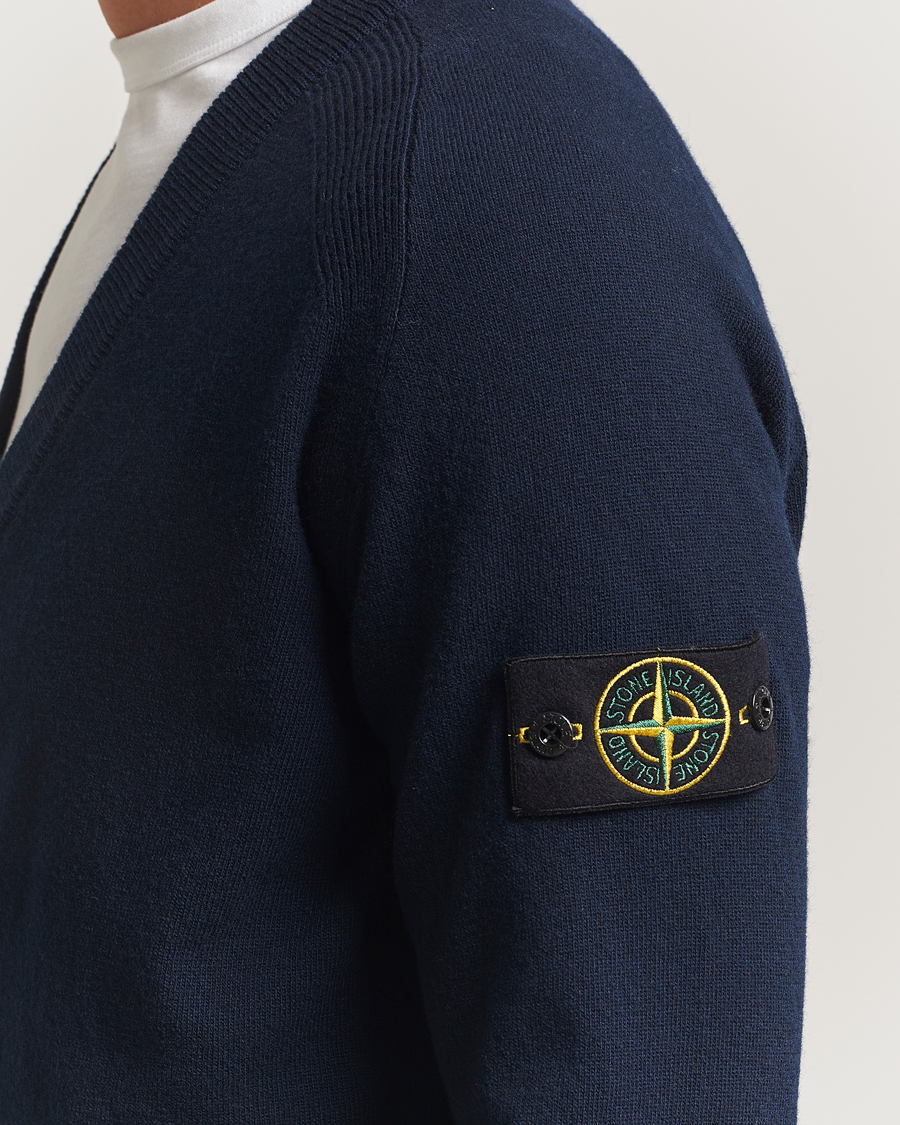 Herre | Trøjer | Stone Island | Knitted Geelong Wool Cardigan Navy