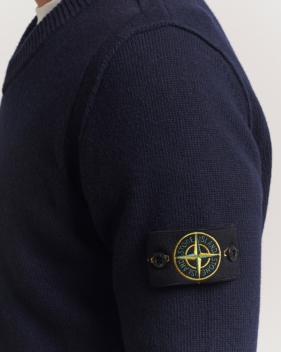 Herre | Trøjer | Stone Island | Knitted Lambswool V-Neck Navy