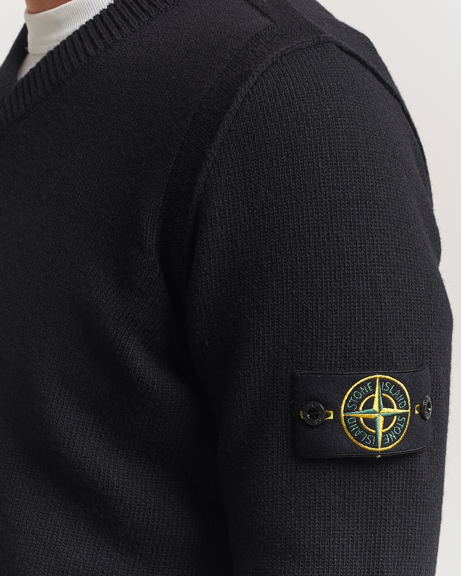 Herre | Trøjer | Stone Island | Knitted Lambswool V-Neck Black
