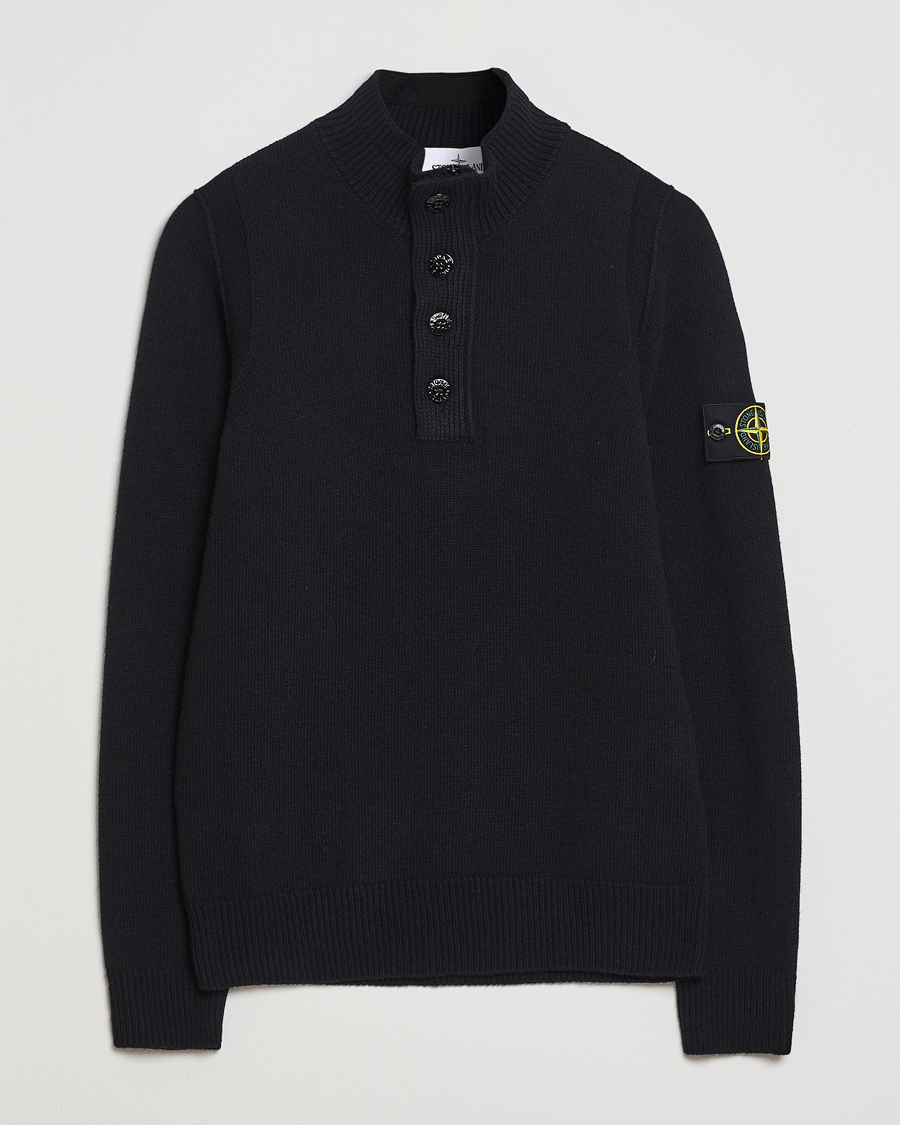 Herre | Trøjer | Stone Island | Knitted Lambswool Half Button Zip Black