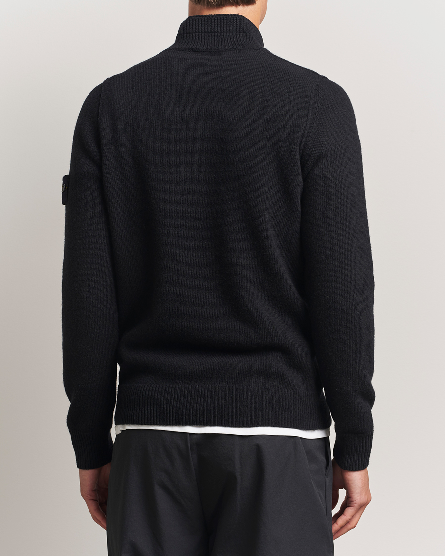 Herre | Trøjer | Stone Island | Knitted Lambswool Half Button Zip Black