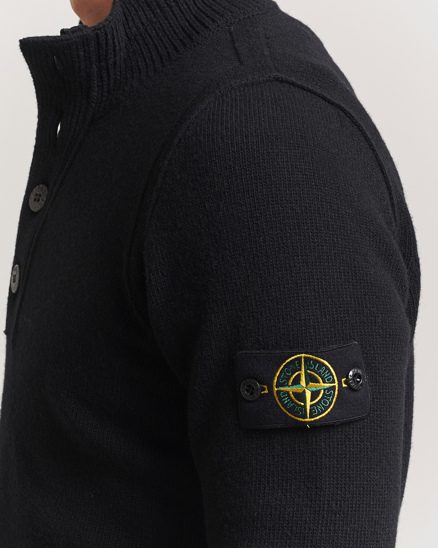 Herre | Trøjer | Stone Island | Knitted Lambswool Half Button Zip Black