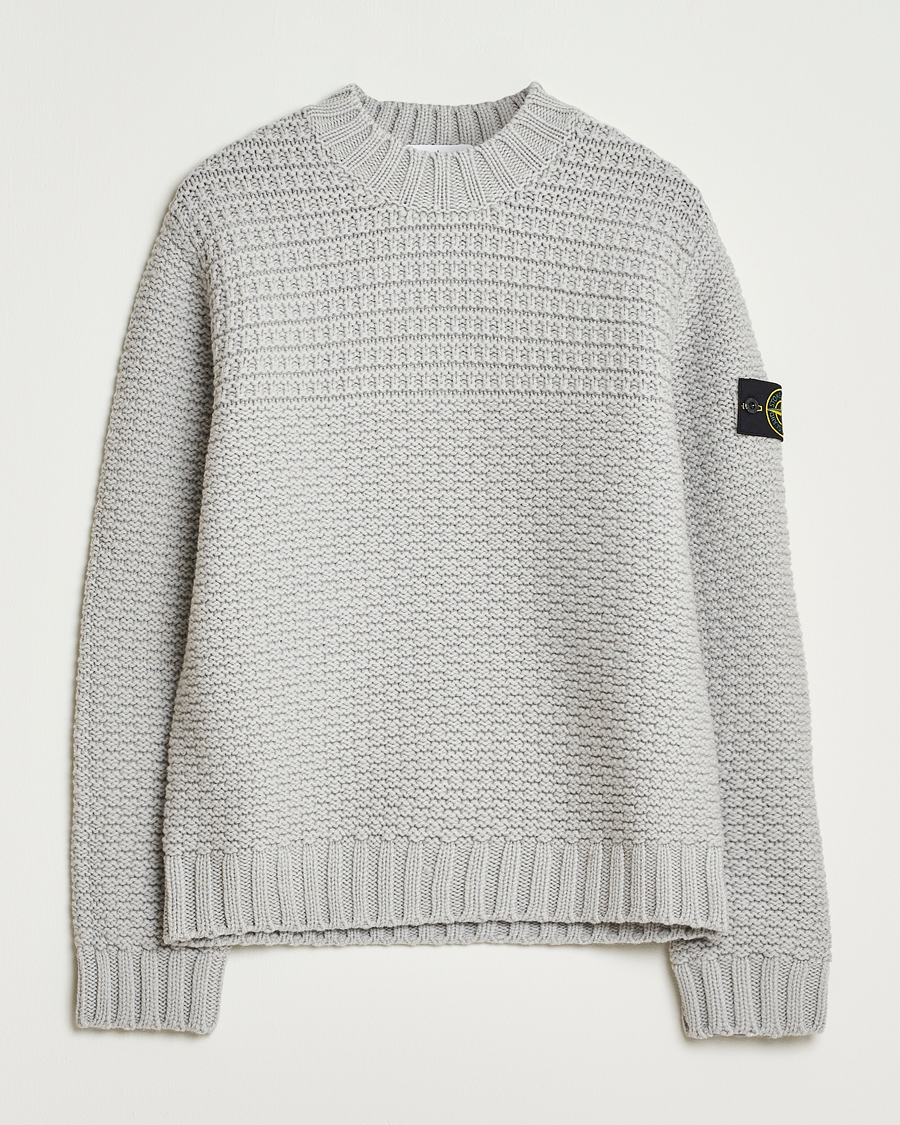 Herre | Trøjer | Stone Island | Mixed Stiches Wool Knitted Crew Neck Pearl Grey