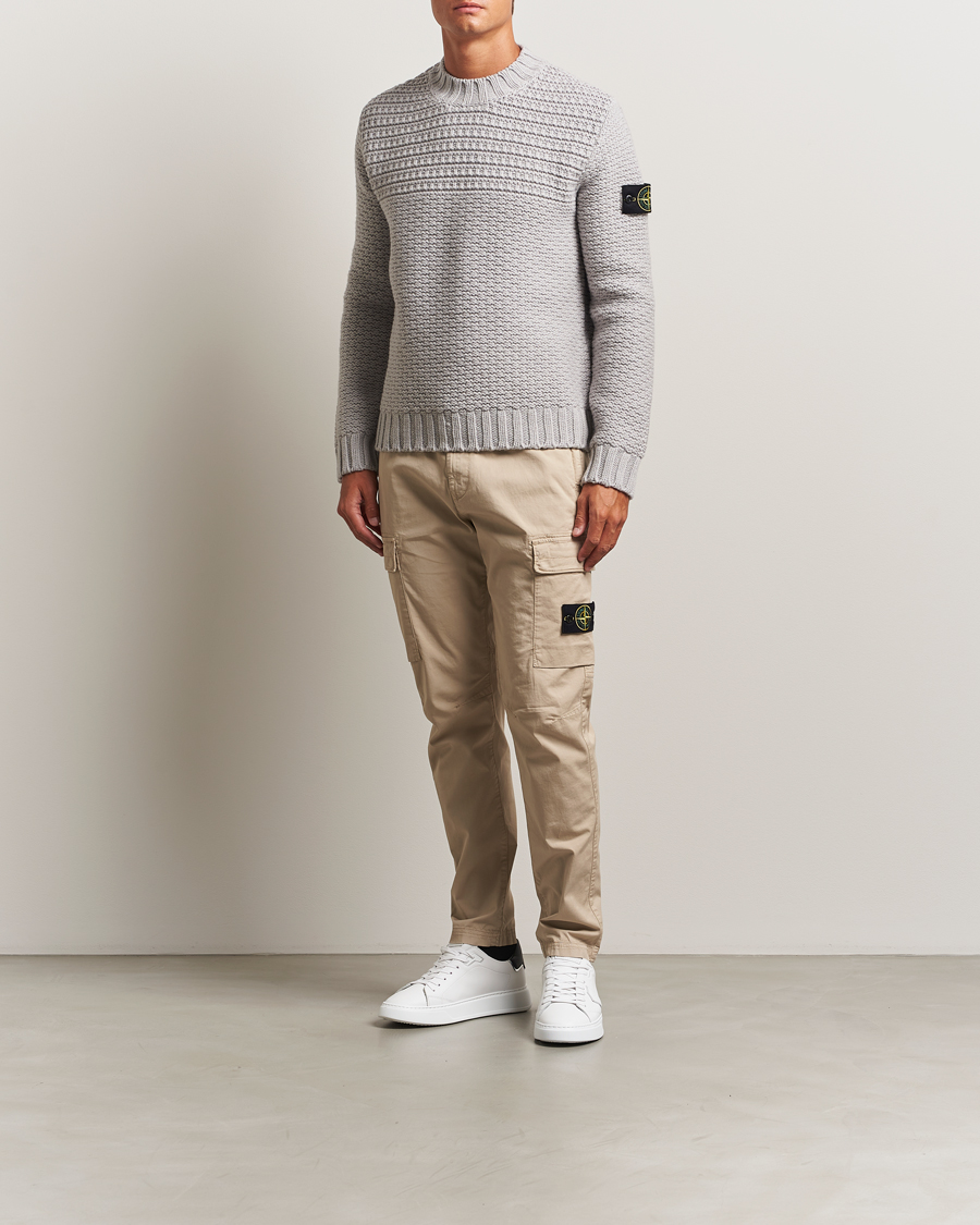 Herre | Trøjer | Stone Island | Mixed Stiches Wool Knitted Crew Neck Pearl Grey