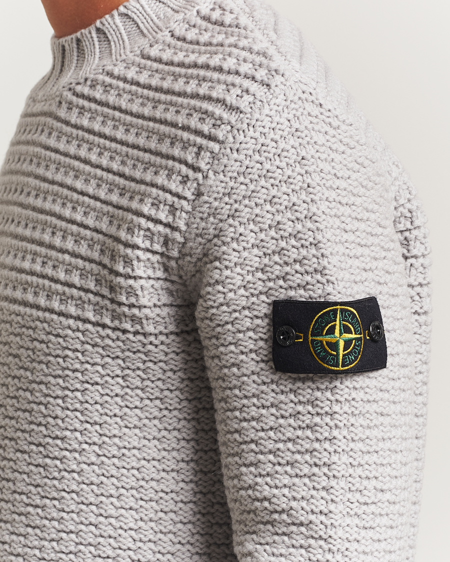 Herre | Trøjer | Stone Island | Mixed Stiches Wool Knitted Crew Neck Pearl Grey