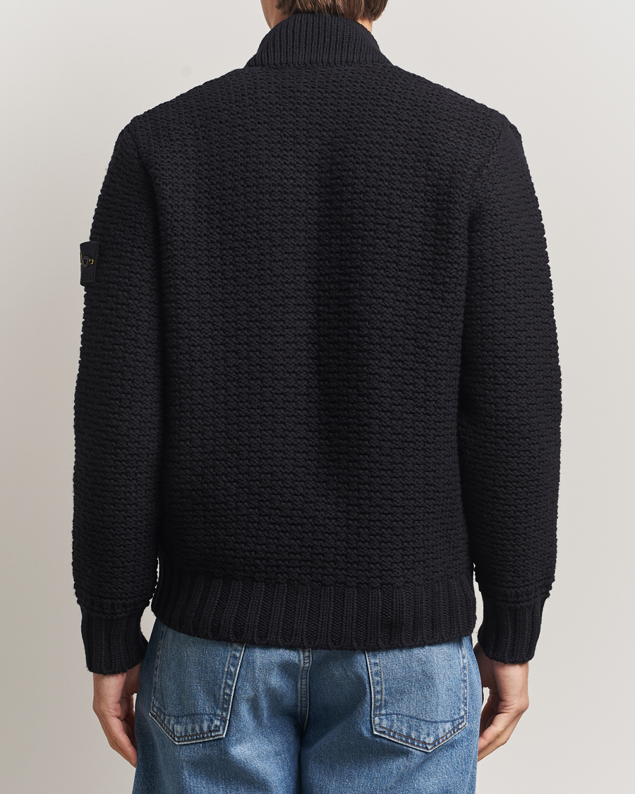 Herre | Trøjer | Stone Island | Mixed Stiches Wool Knitted Zip Cardigan Black