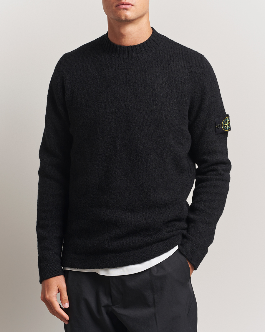 Herre | Trøjer | Stone Island | Brushed Knitted Wool Crew Neck Black