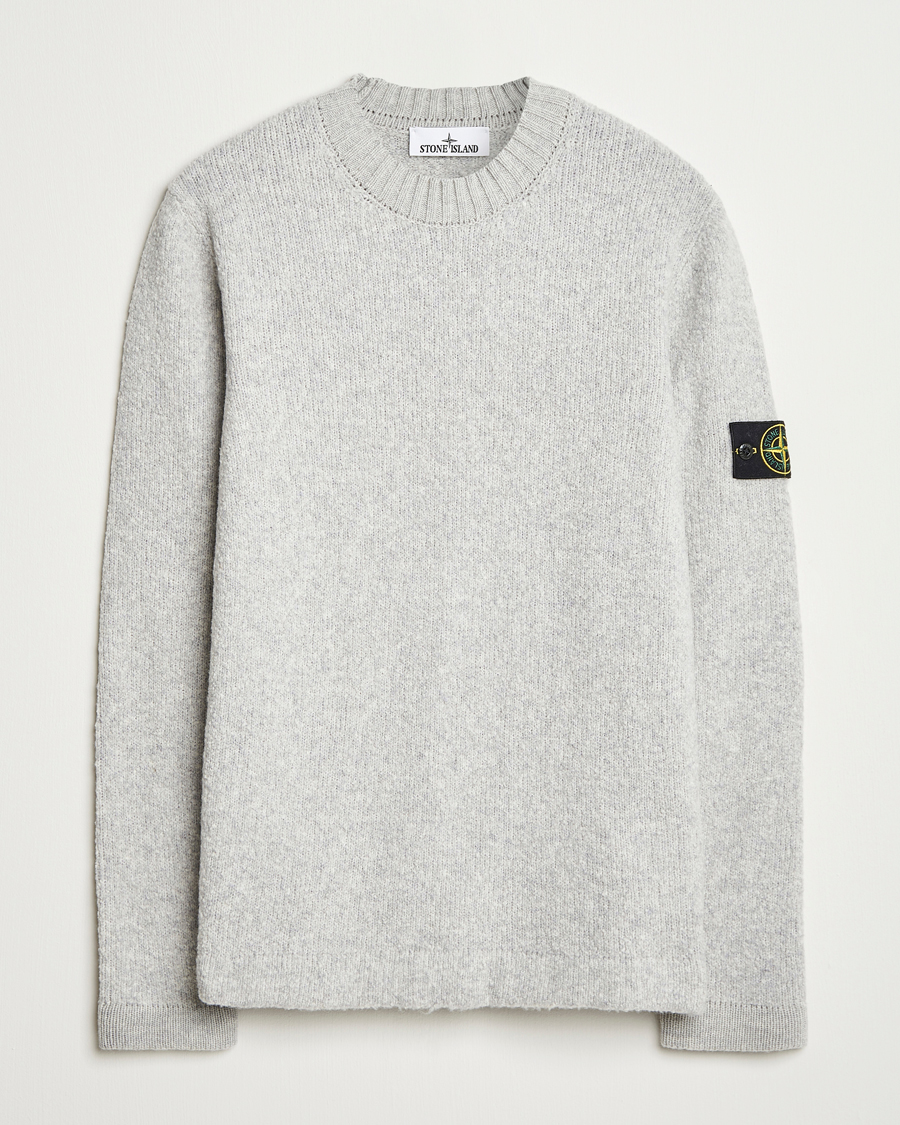 Herre | Trøjer | Stone Island | Brushed Knitted Wool Crew Neck Grey Melange