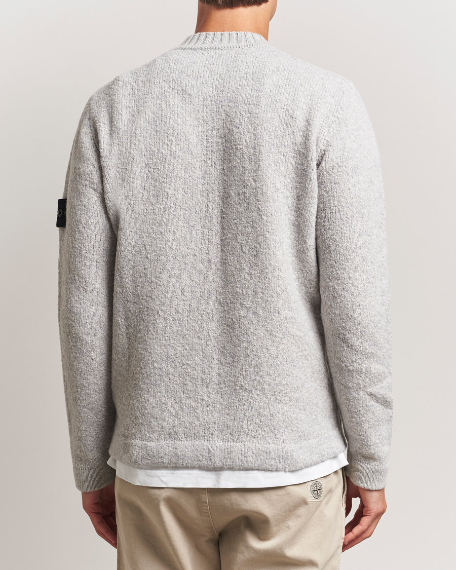 Herre | Trøjer | Stone Island | Brushed Knitted Wool Crew Neck Grey Melange
